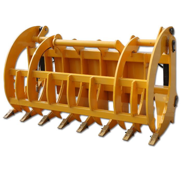 Accesorio de dirección deslizante de minicargador Log Grass Tenedor Grapple Root Rake Grapple para la venta